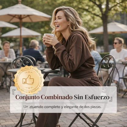 Conjunto Mujer Sudadera Corta y Pantalón Ancho