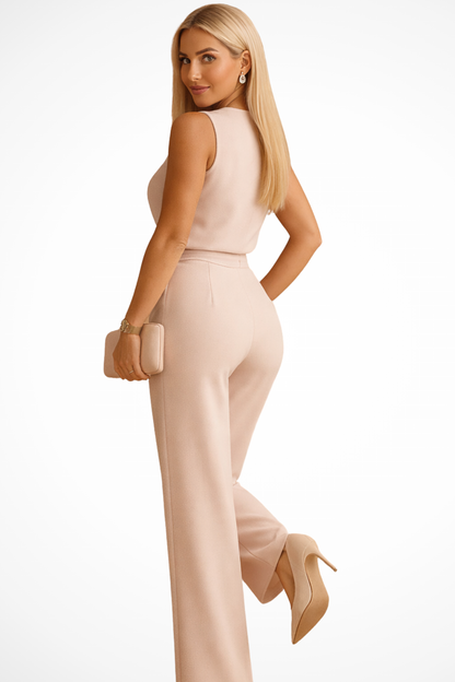 Mono Mujer Formal de Pierna Ancha y Cuerpo Cruzado