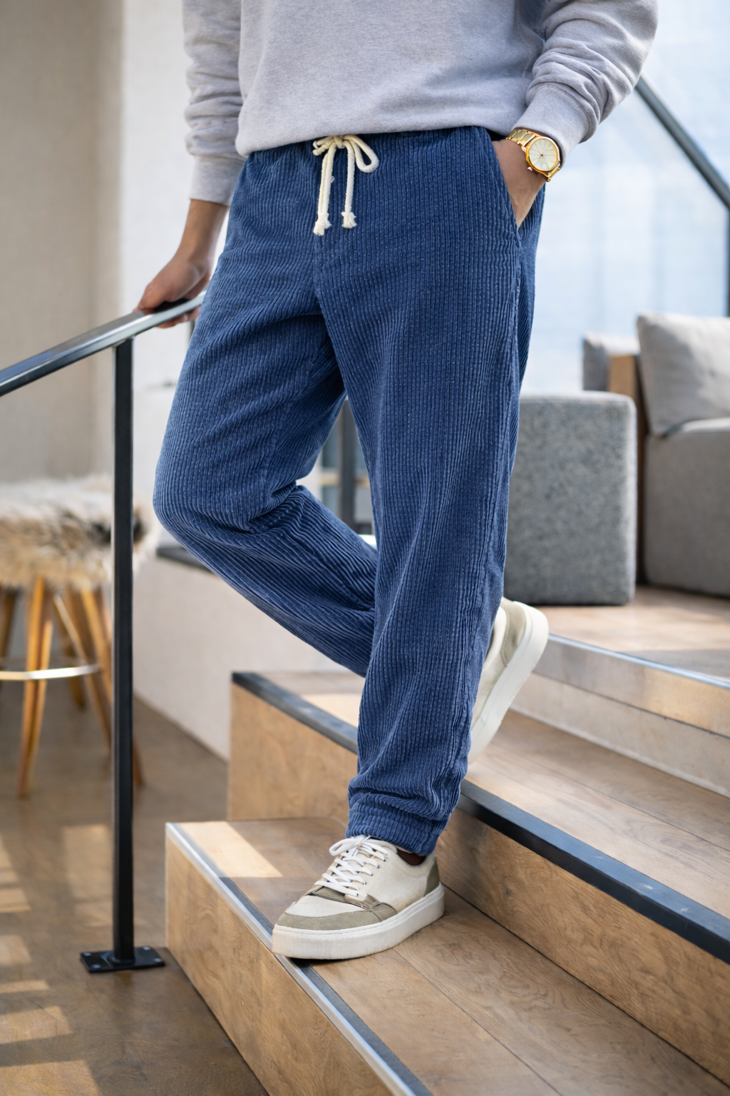 Pantalones Hombre de Pana Comodos Corte Regular