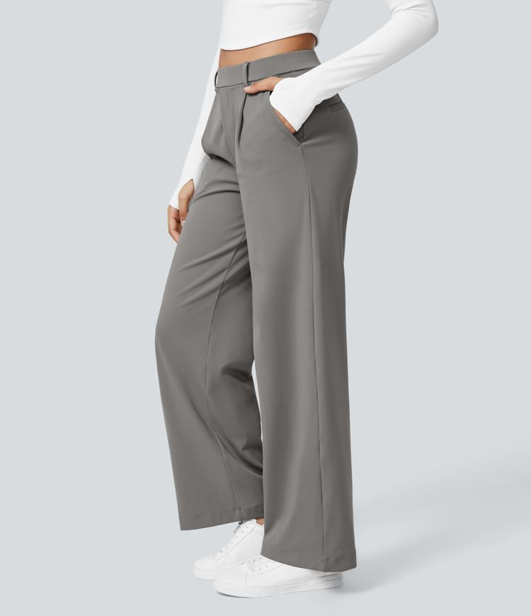Pantalones Mujer Talle Alto Pierna Ancha Corte Amplio