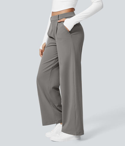 Pantalones Mujer Talle Alto Pierna Ancha Corte Amplio