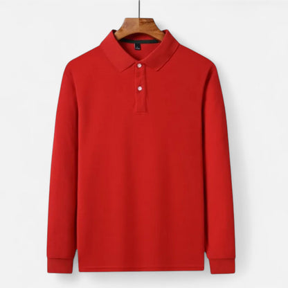 Polo hombre de algodón perlado manga larga estilo business