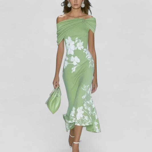 Vestido midi mujer de estampado distintivo elegante - Mavetta