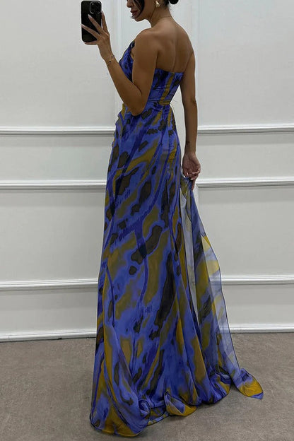 Vestido largo Mujer Asimétrico con Abertura Alta