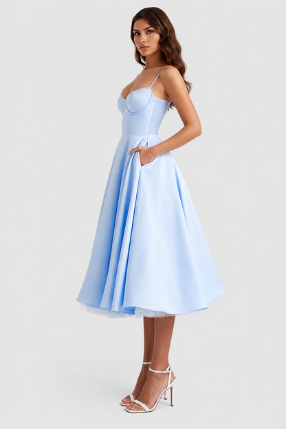 Vestido midi Mujer de Tul con Capas