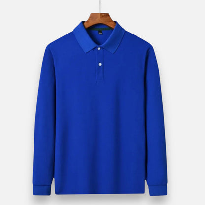 Polo hombre de algodón perlado manga larga estilo business