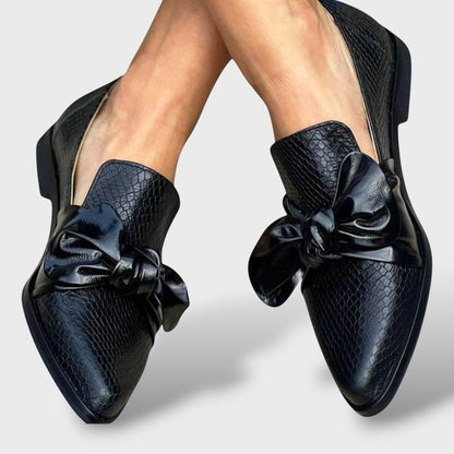 Mocasines Mujer de Piel con Lazo Decorativo