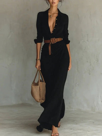 Vestido Largo Mujer Escote en V Diseño Cruzado
