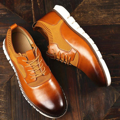 Zapatos Brogue Hombre de Cuero PU Diseño Tallado Suela Ligera