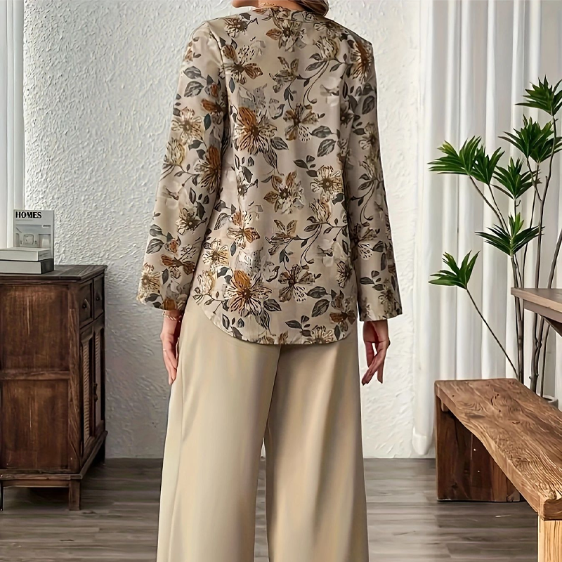 Conjunto Mujer Blusa Ligera y Pantalón Fluido Floral