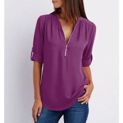 mujer de tejido suave diseño moderno media cremallera