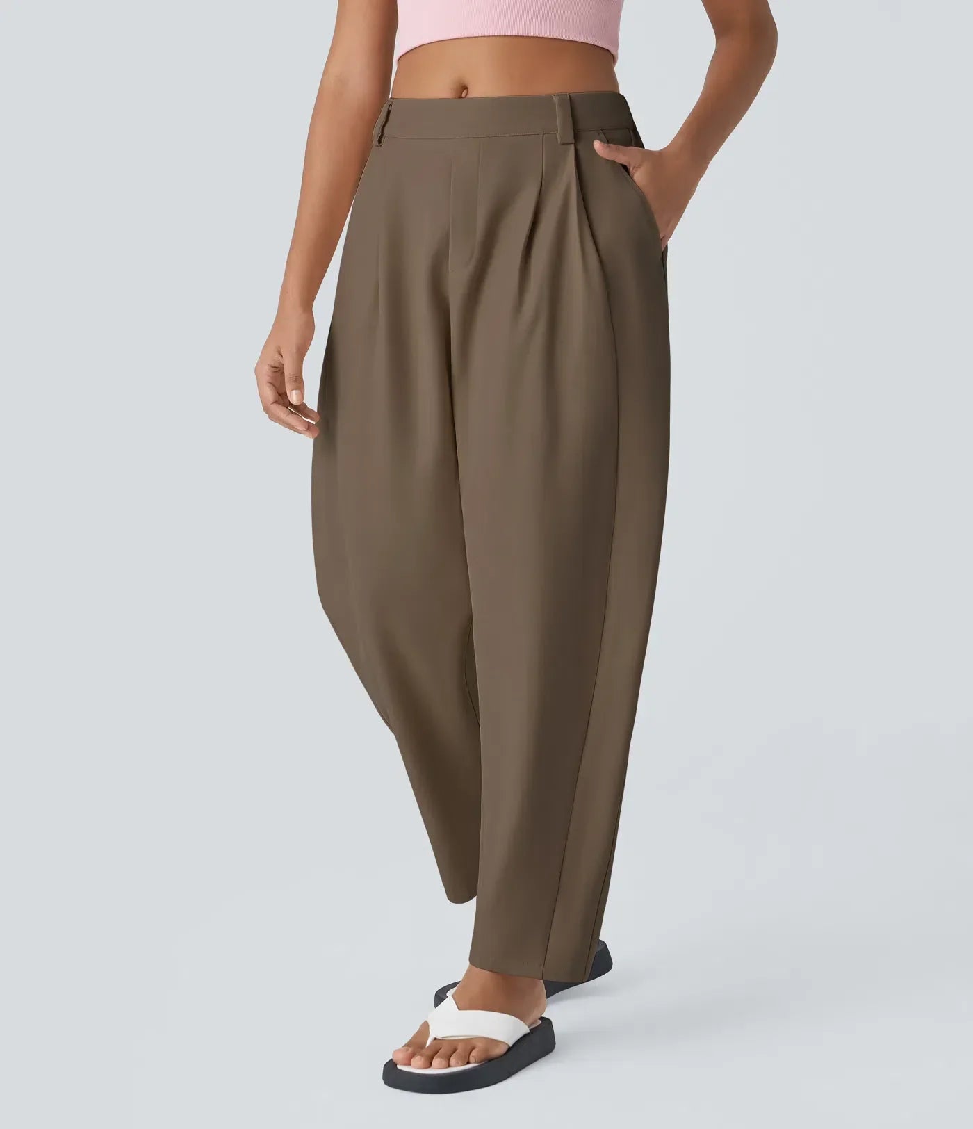 Pantalón Mujer Algodón Cintura Alta Corte Holgado