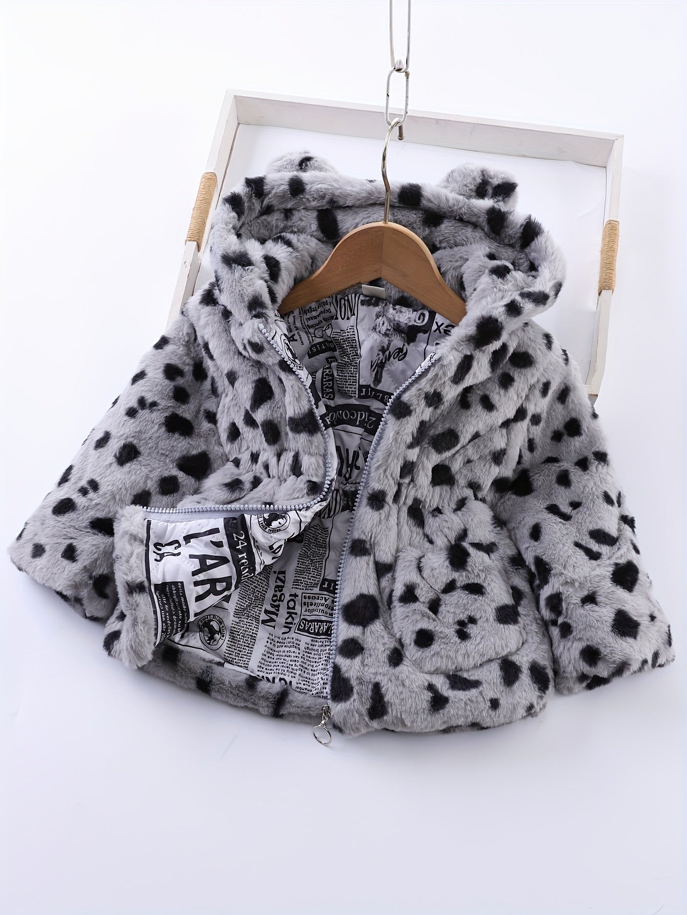 Chaqueta Forro Polar Niña con Capucha Estampado Animal - Mavetta