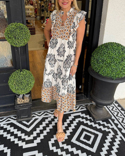 Vestido Mujer Floral Sin Mangas Cuello de Volantes - Mavetta