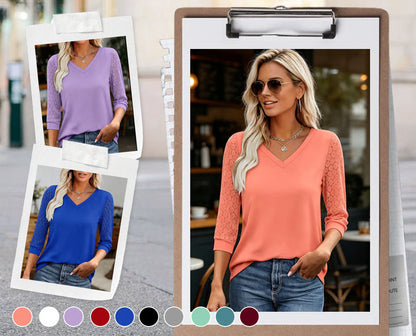 Blusa Mujer Escote en V Manga Calada