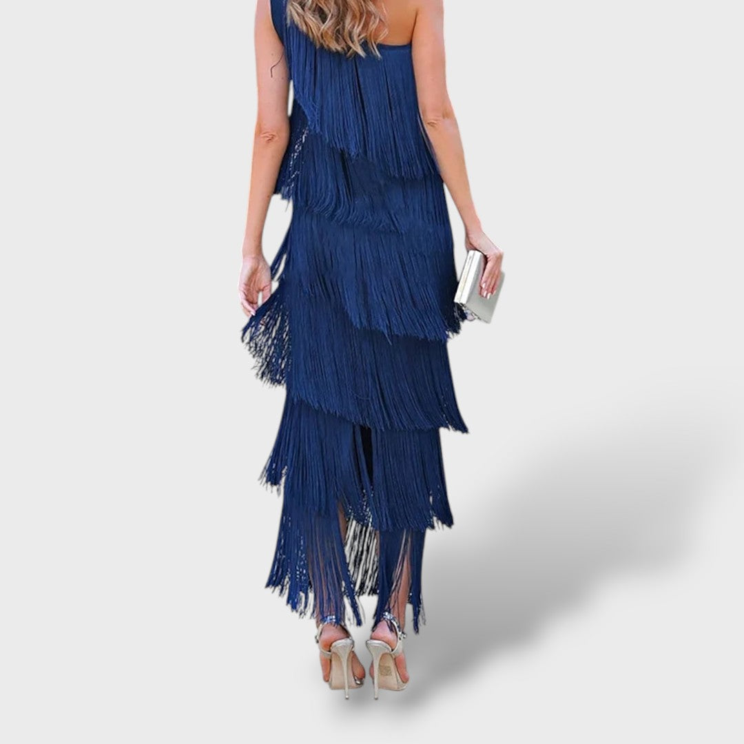 Vestido largo mujer con borlas estilo elegante