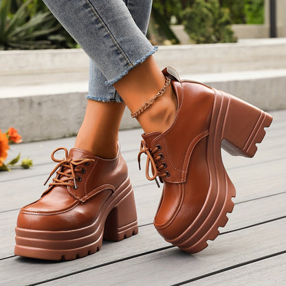 Zapatos Plataforma Mujer Tacón Ancho Diseño Chunky