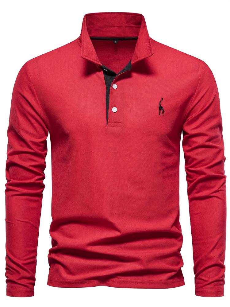 Polo Hombre Manga Larga Detalles en Cinta Ajuste Regular