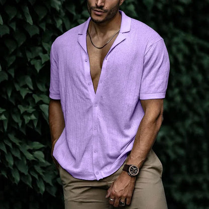 Camisa Hombre Verano Algodón Manga Corta Corte Relajado
