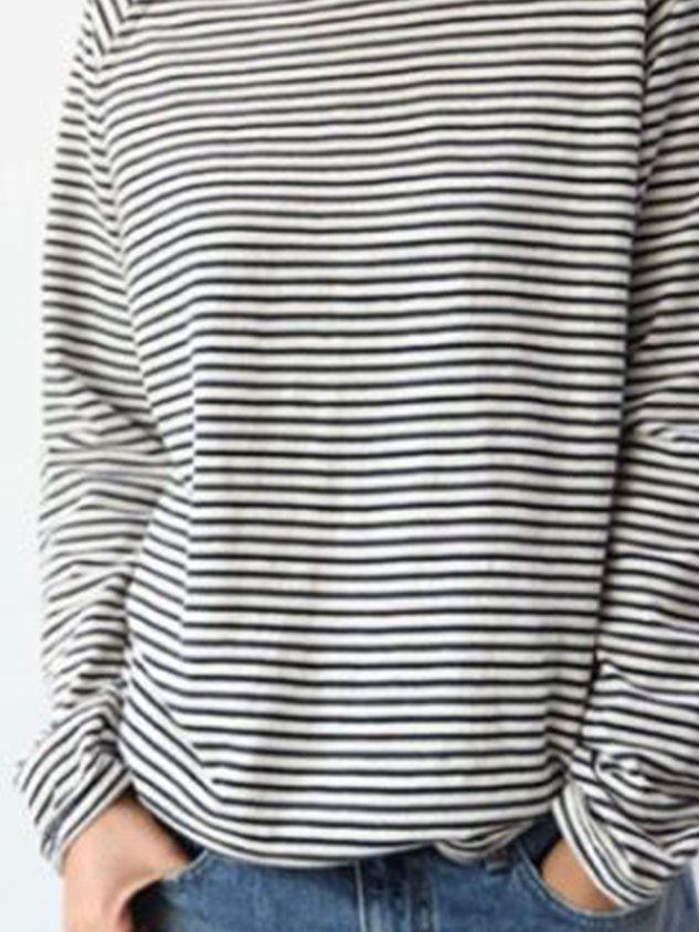 Camiseta Mujer Manga Larga Cuello Redondo Rayas
