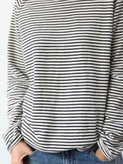 Camiseta Mujer Manga Larga Cuello Redondo Rayas