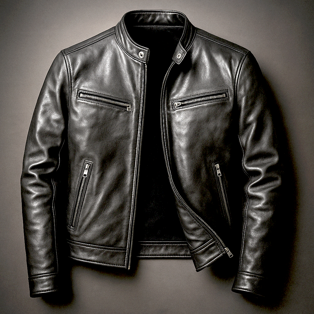 Chaqueta Hombre de Cuero Retro Ajuste Clasico