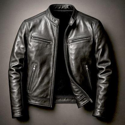 Chaqueta Hombre de Cuero Retro Ajuste Clasico