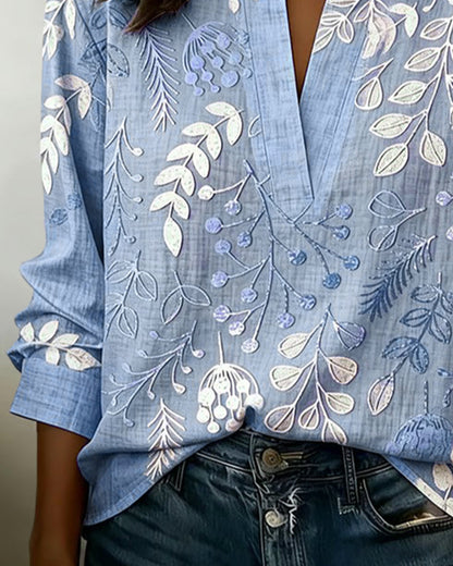 Blusa mujer ligera cuello en V floral verano
