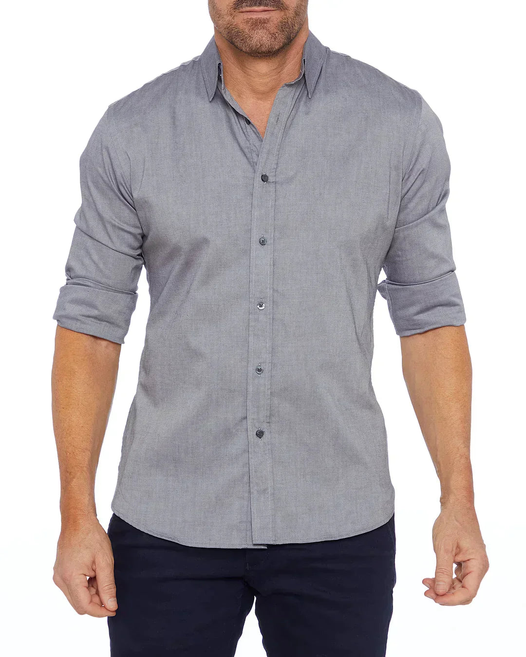 Camisa Hombre Manga Larga Cremallera Cuello Clásico