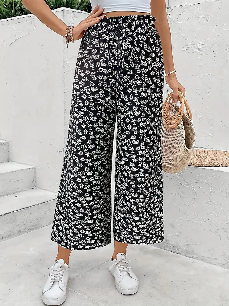 Pantalón Mujer Estampado Floral Corte Recto
