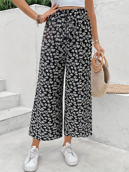 Pantalón Mujer Estampado Floral Corte Recto