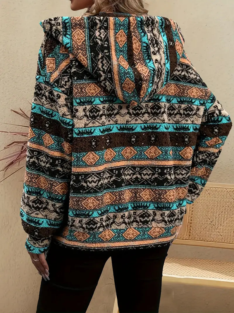 Chaqueta Mujer de Felpa con Capucha Casual