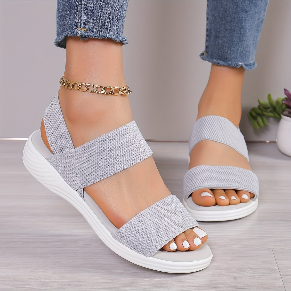 Sandalias Mujer Tirantes Elásticos Verano Ligeras