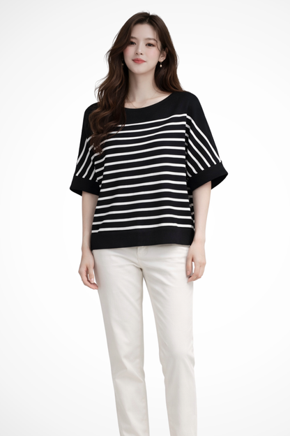 Camiseta Mujer de Algodón Cuello Redondo Ajuste Oversize - Mavetta