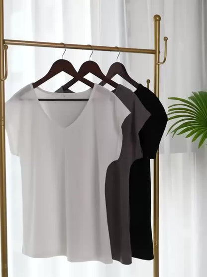 Blusa mujer fluida de tejido ligero escote en V