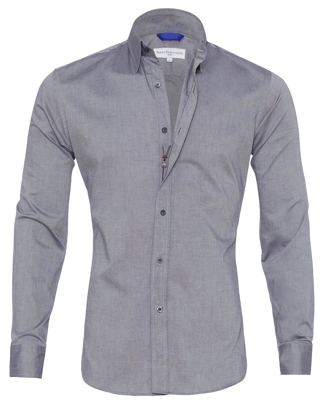 Camisa Hombre Manga Larga Cremallera Cuello Clásico