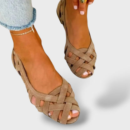 Sandalias Mujer Tacón Bajo Tiras Cruzadas