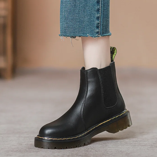 Botas Chelsea Mujer de Cuero con Tirador y Suela Antideslizante