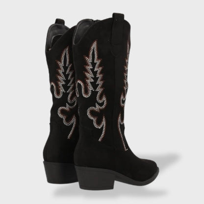 Botas Cowboy Mujer de Piel Bordadas Tacón Bajo