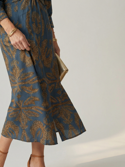 Vestido Midi Mujer Corte Cruzado Cintura Ajustada