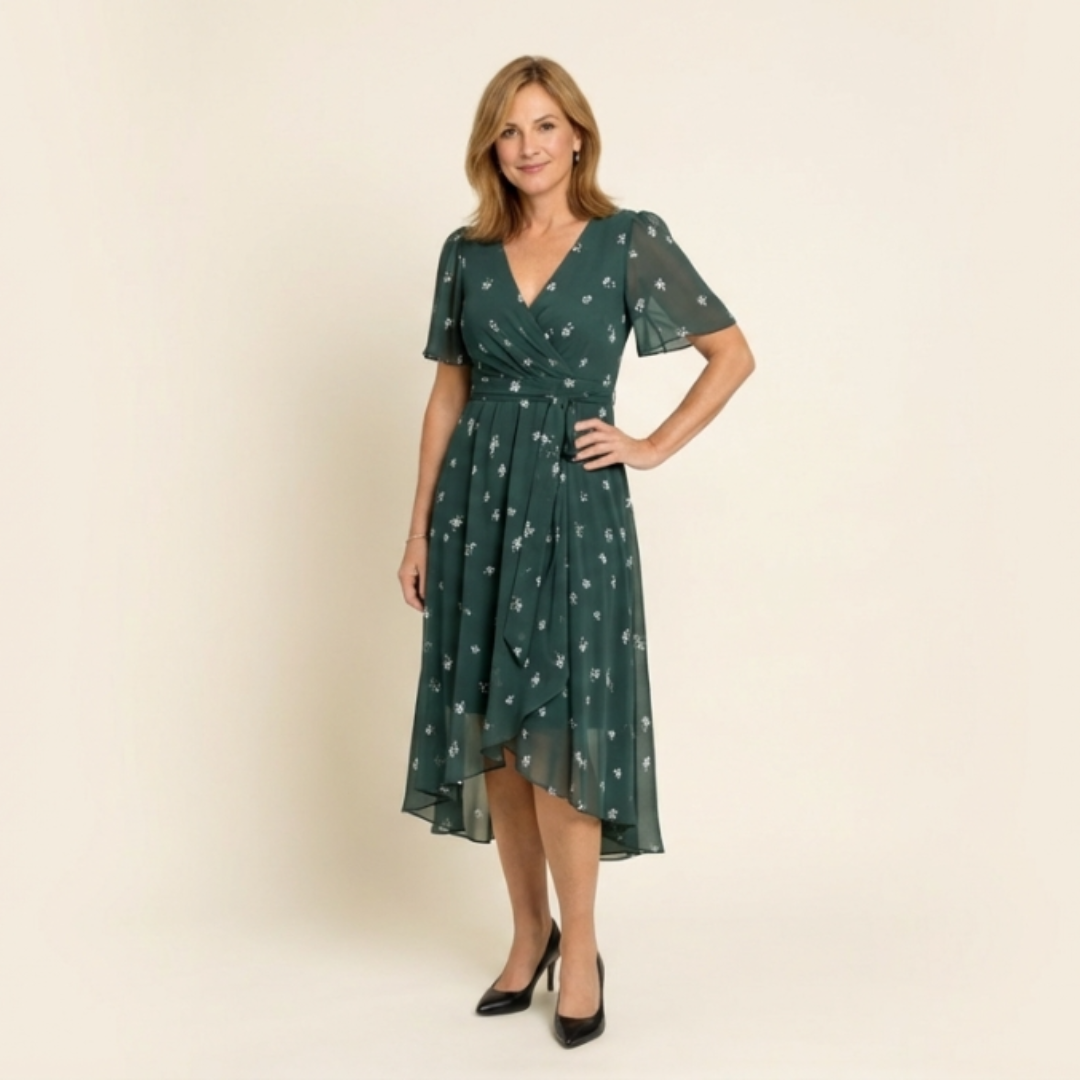 Vestido midi mujer de manga corta ajuste especial - Mavetta