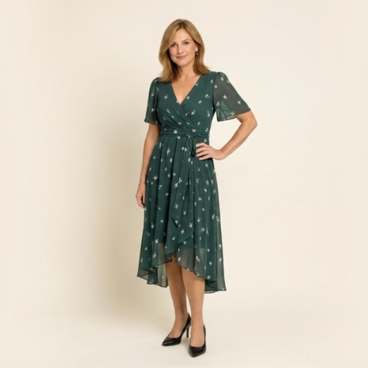 Vestido midi mujer de manga corta ajuste especial - Mavetta