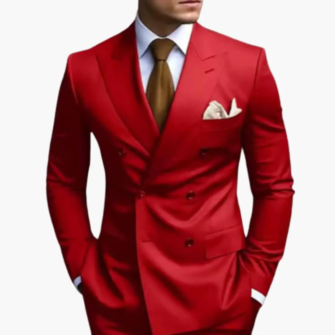 Traje Hombre de Dos Piezas Blazer Cruzado Pantalón Ajustado