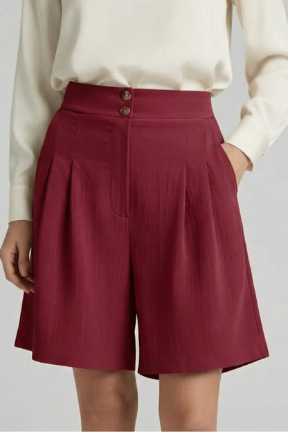Bermudas Mujer Talle Alto con Pinzas Corte Sartorial