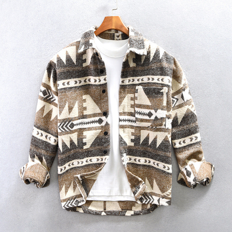 Sobrecamisa hombre de lana manga larga con botones y bolsillos - Mavetta