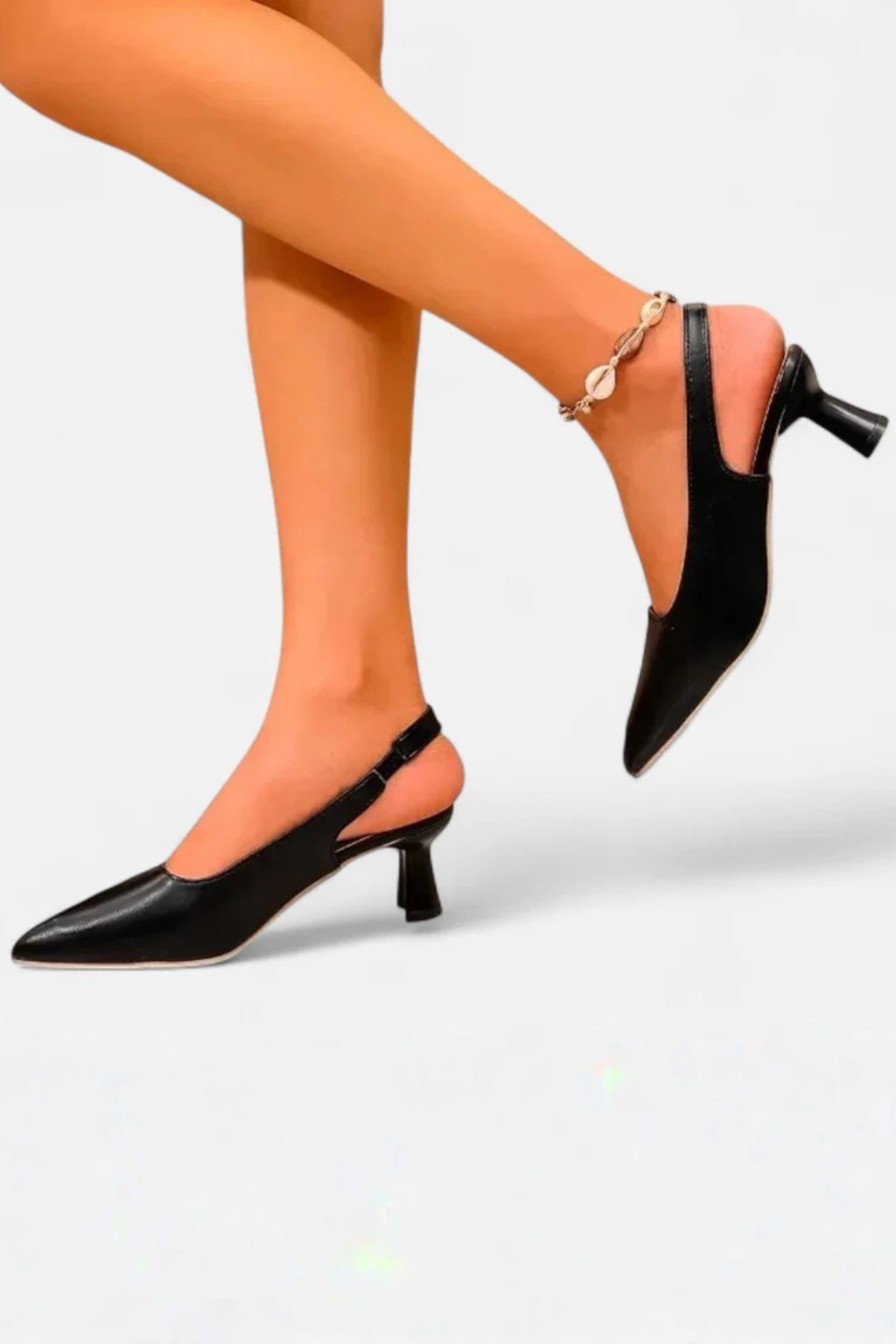 Zapatos de salón mujer punta fina tacón bajo slingback