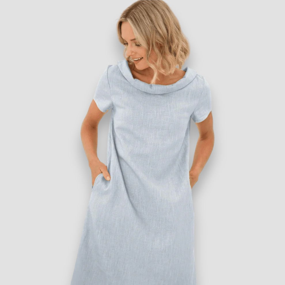 Vestido Verano Mujer A-Línea Cuello Bardot Casual