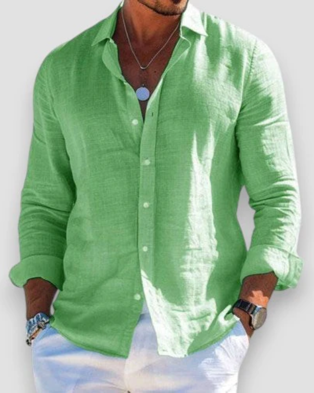 Camisa hombre ligera transpirable casual cómoda