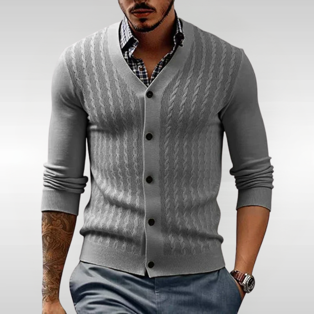 Chaqueta de punto trenzado hombre estilo refinado y cómodo