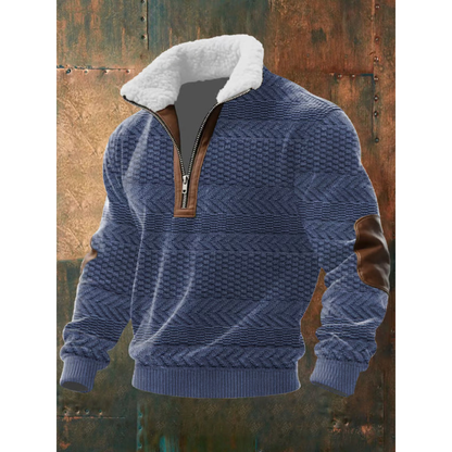 Suéter hombre forro polar cremallera cuello alto cálido